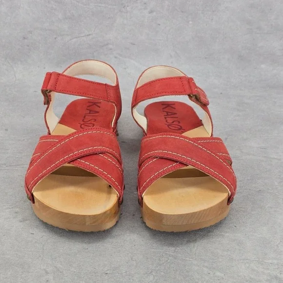 Rare New Kalso Earth‎ Shoes Womens Size 6 Serene Red Cherry Leather Sandals